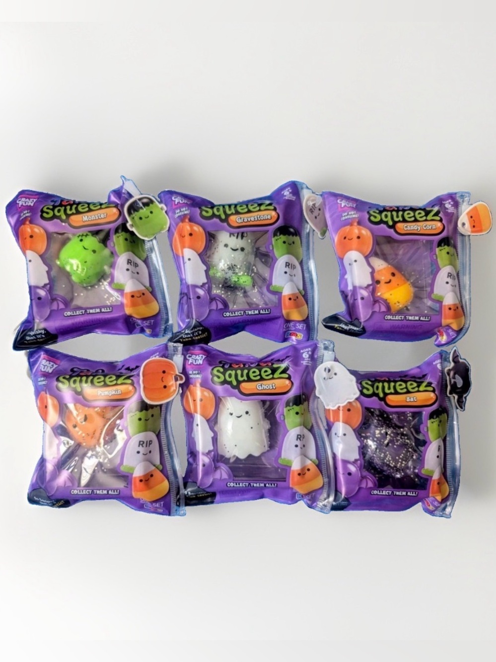 Crazy Fun Mini Taba Squeez 🎃 HALLOWEEN 👻 Squishy Toys Set~ Full Set of 6 NEW